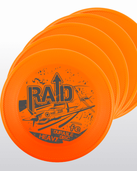 set-up 5 frisbee RAID FE arancione orange hard bite disc resistenza generazione 3